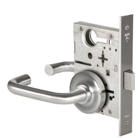 BEST Grade 1 Passage Mortise Lock, 3 Lever, R Rose, Non-Keyed, Satin Chrome Finish, Field Reversible 45H0N3R626